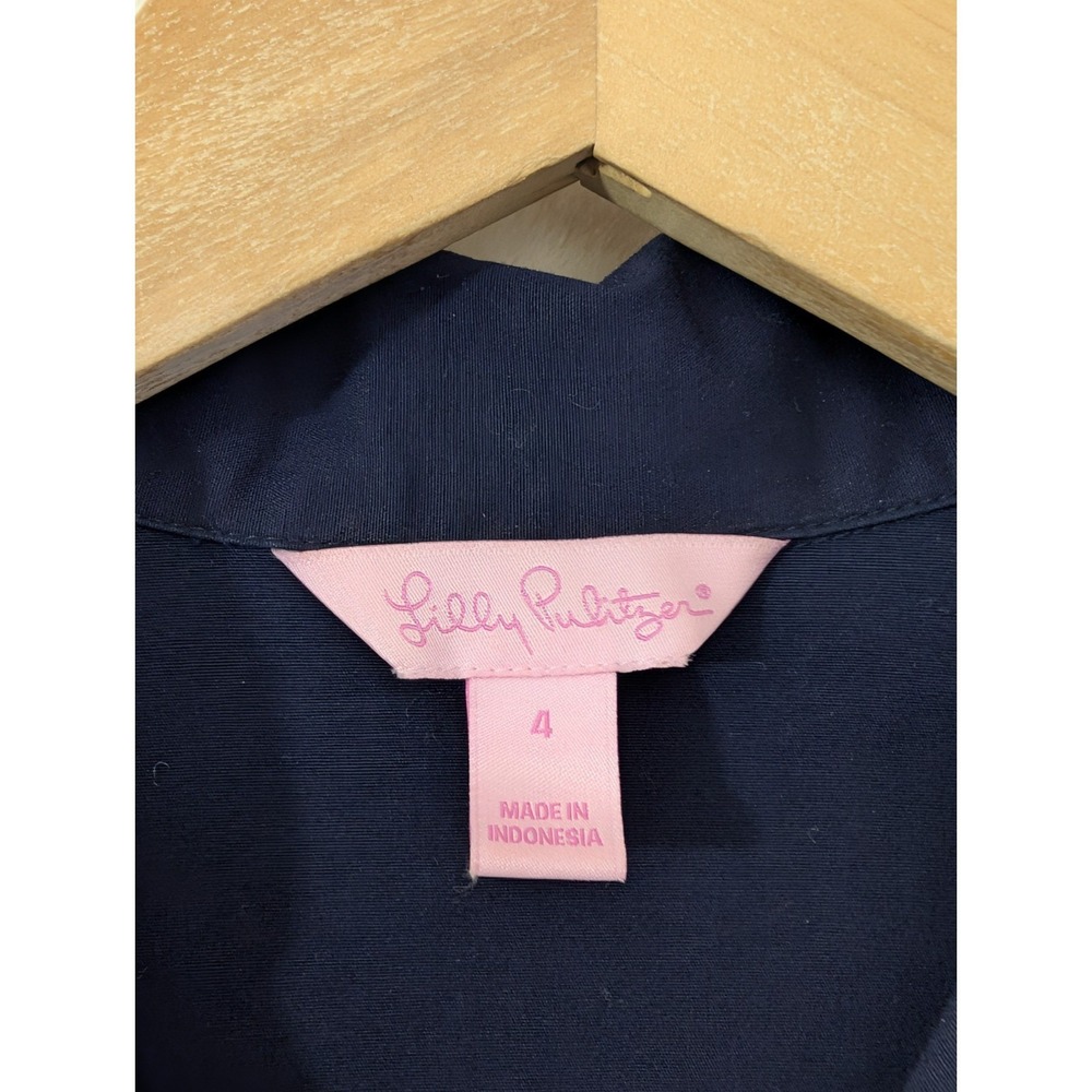 Lilly Pulitzer Shirt Dress 4 Blue Preppy Quiet Luxury Business Casual Old Money - Picture 7 of 11